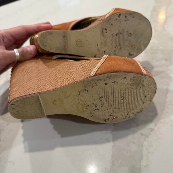 Modern Rush Senja Faux Suede Platform Laceup Wedge Heel Womens7.5 Tan Sandal y2k - Picture 8 of 9